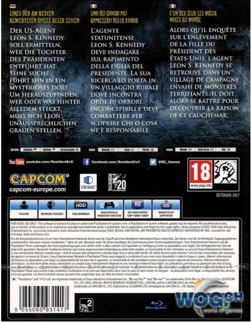 Resident Evil 4 (2005) - Sony PlayStation 4 (PS4) (Capcom - 1) video game collectible [Barcode 5055060931417] - Main Image 2