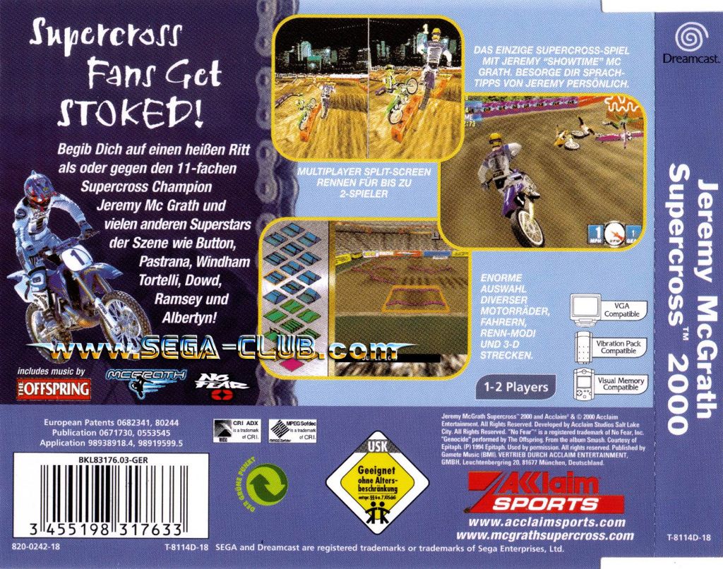 Jeremy Mc Grath Supercross 2000 - Dreamcast - Sega Dreamcast video game collectible [Barcode 3455198317626] - Main Image 2