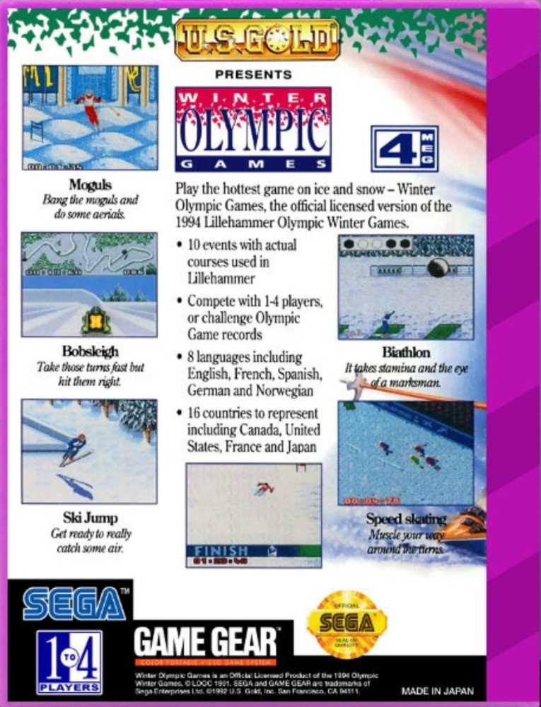 Winter Olympics 94 - Sega Game Gear (Sega - 1) video game collectible - Main Image 2