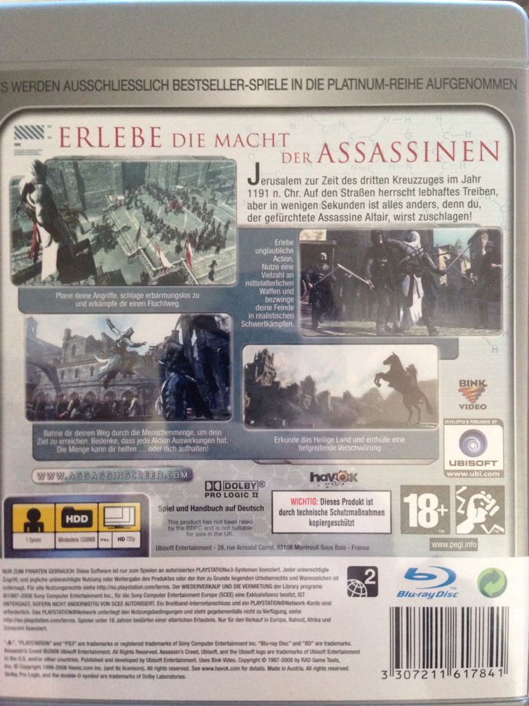Assassin’s Creed - Sony PlayStation 3 (PS3) (Ubisoft - 1) video game collectible [Barcode 3307211617841] - Main Image 2