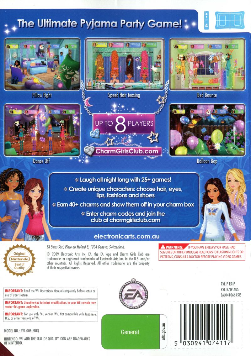 Charm Girls Club Pajama Party Game Wii - Nintendo Wii ((EA) Electronic Arts - 8 Players) video game collectible [Barcode 5030941074117] - Main Image 2