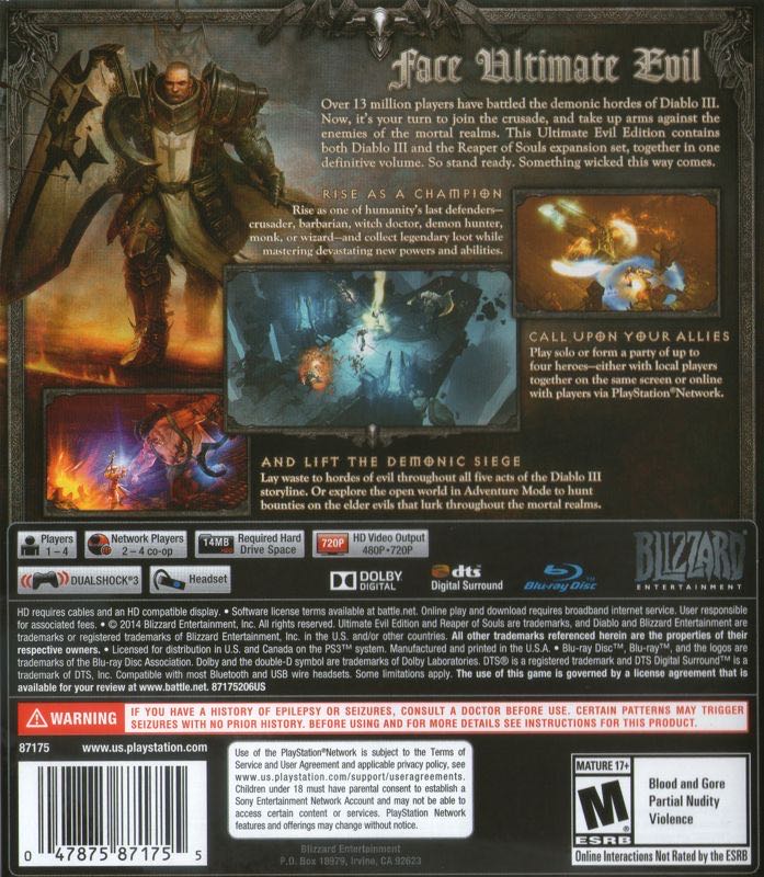 Diablo III: Ultimate Evil Edition - Sony PlayStation 4 (PS4) (Activision - 4) video game collectible [Barcode 5030917144554] - Main Image 2