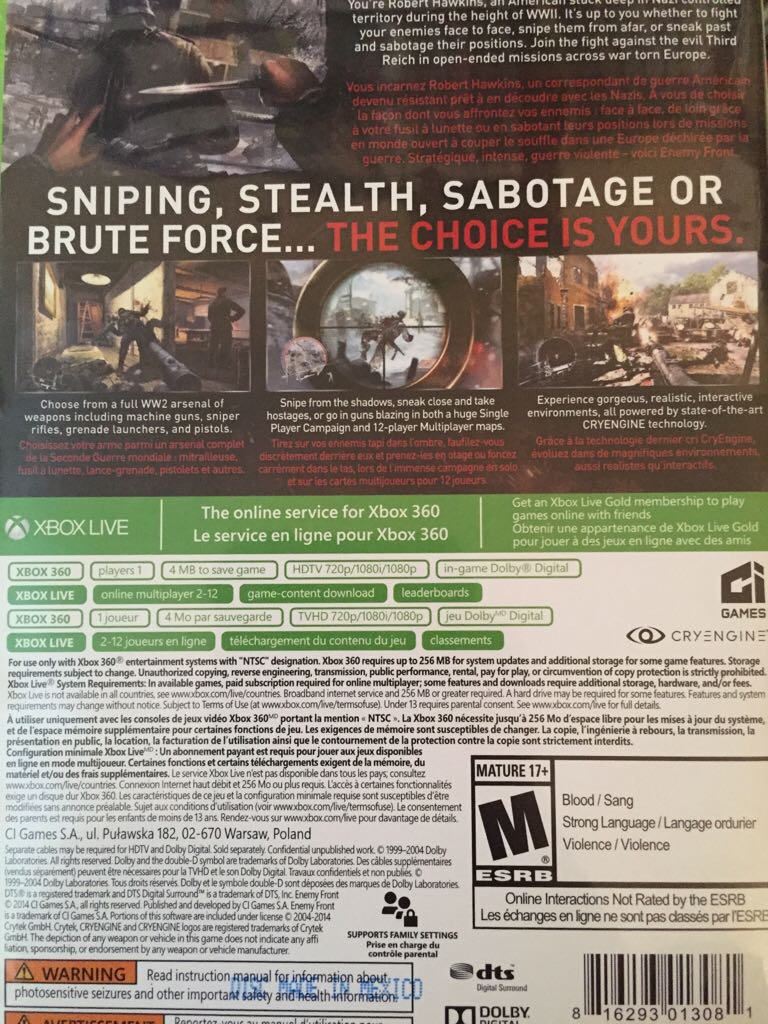 Enemy Front - Microsoft Xbox 360 (Bandai) video game collectible [Barcode 816293013081] - Main Image 2