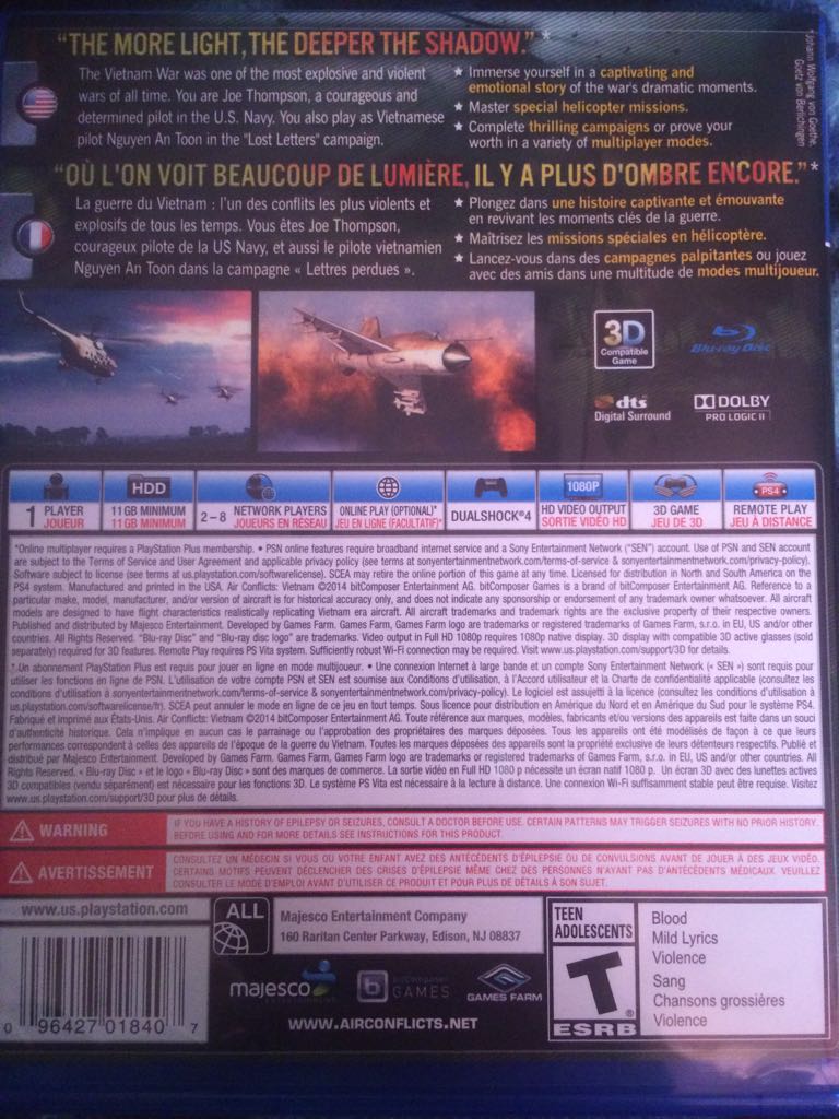 Air Conflicts: Vietnam - Sony PlayStation 4 (PS4) (Majesco Entertainment - 1) video game collectible [Barcode 096427018407] - Main Image 2