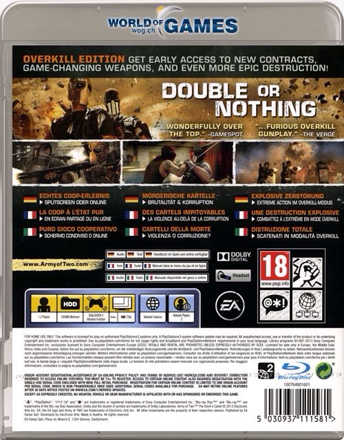 Army of Two: The Devil’s Cartel - Overkill Edition - Sony PlayStation 3 (PS3) (Electronic Arts - 2) video game collectible [Barcode 014633197204] - Main Image 2