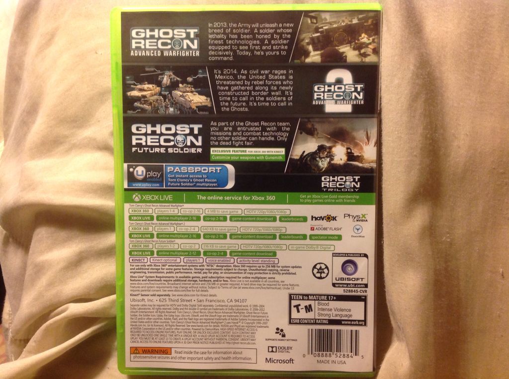 Tom Clancy’s Ghost Recon Trilogy - Microsoft Xbox 360 (Ubisoft - 1) video game collectible [Barcode 008888528845] - Main Image 2