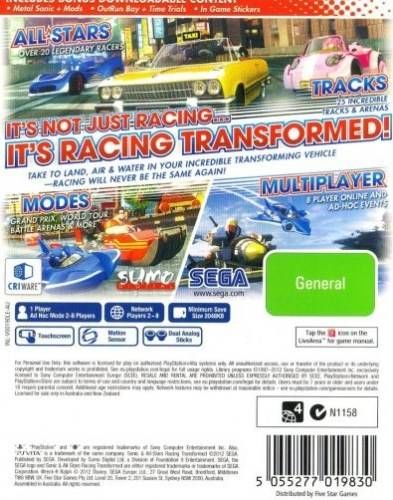Sonic: All Stars Racing: Transformed - Sony PlayStation Vita (PS Vita) (Sega - 4) video game collectible - Main Image 2