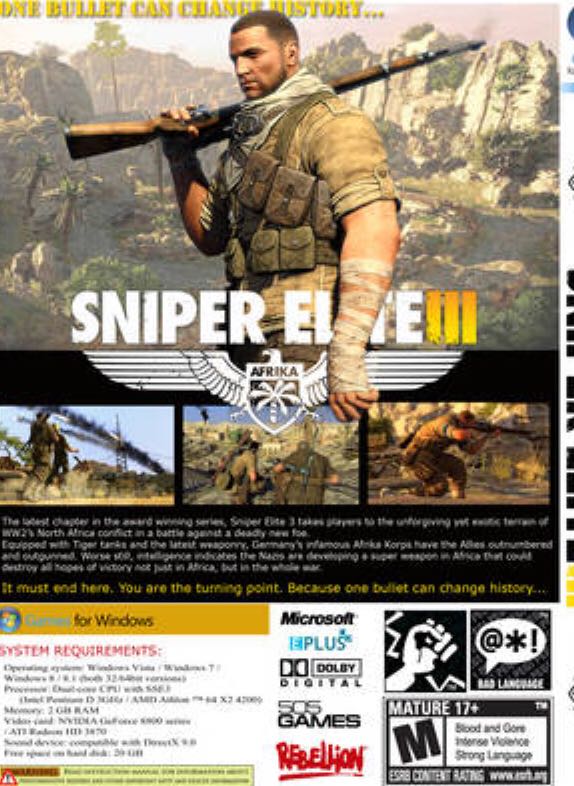 Sniper Elite 3 - Sony PlayStation 3 (PS3) (Rebellion) video game collectible [Barcode 8023171034416] - Main Image 2
