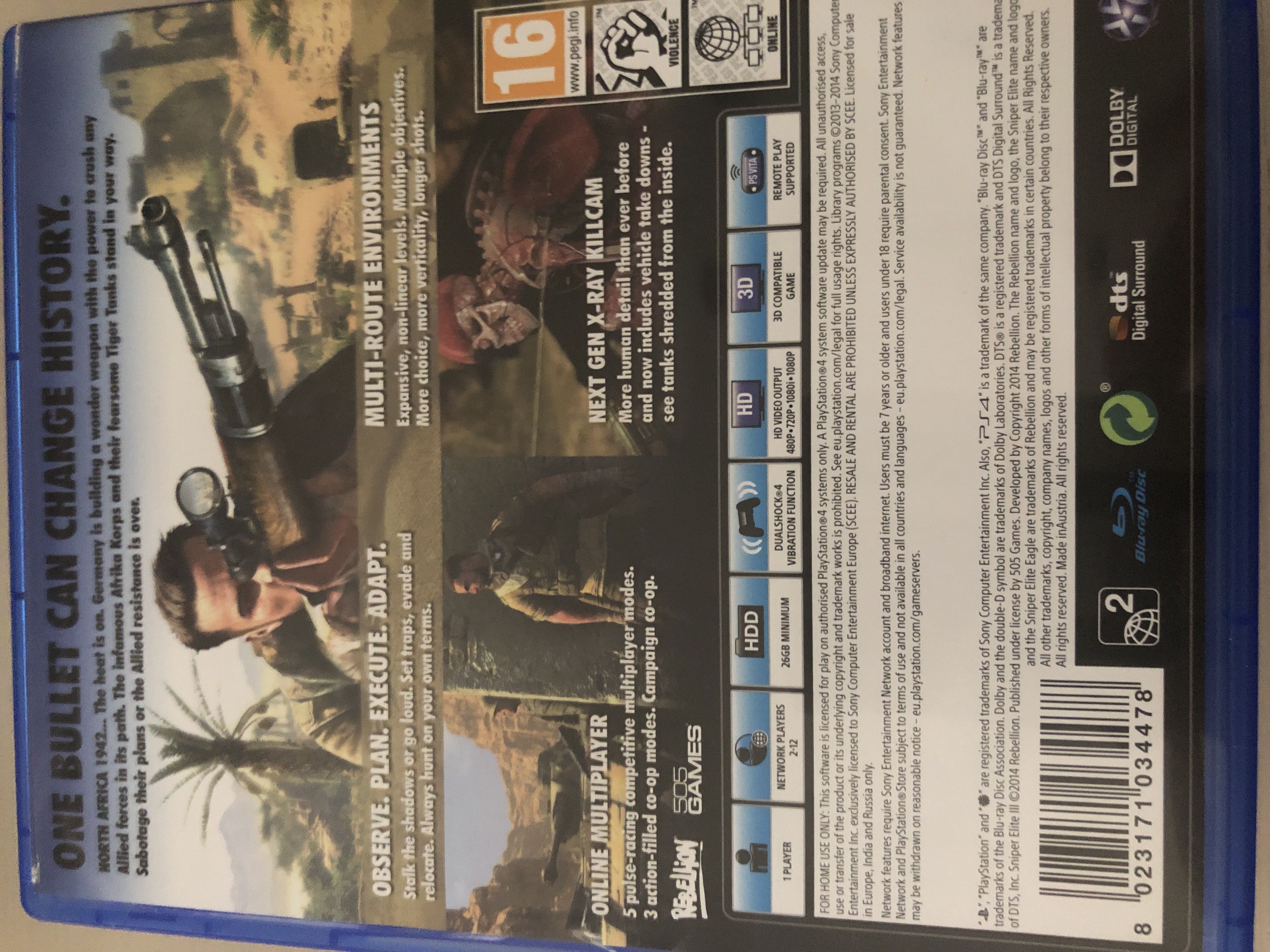 Sniper Elite III - Sony PlayStation Network (PSN) (Rebellion - 2-12) video game collectible [Barcode 8023171034478] - Main Image 3