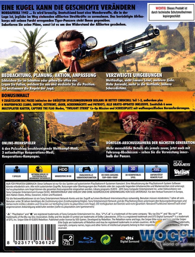 Sniper Elite 3 - Sony PlayStation 4 (PS4) (Rebellion - 1) video game collectible [Barcode 888750676498] - Main Image 2