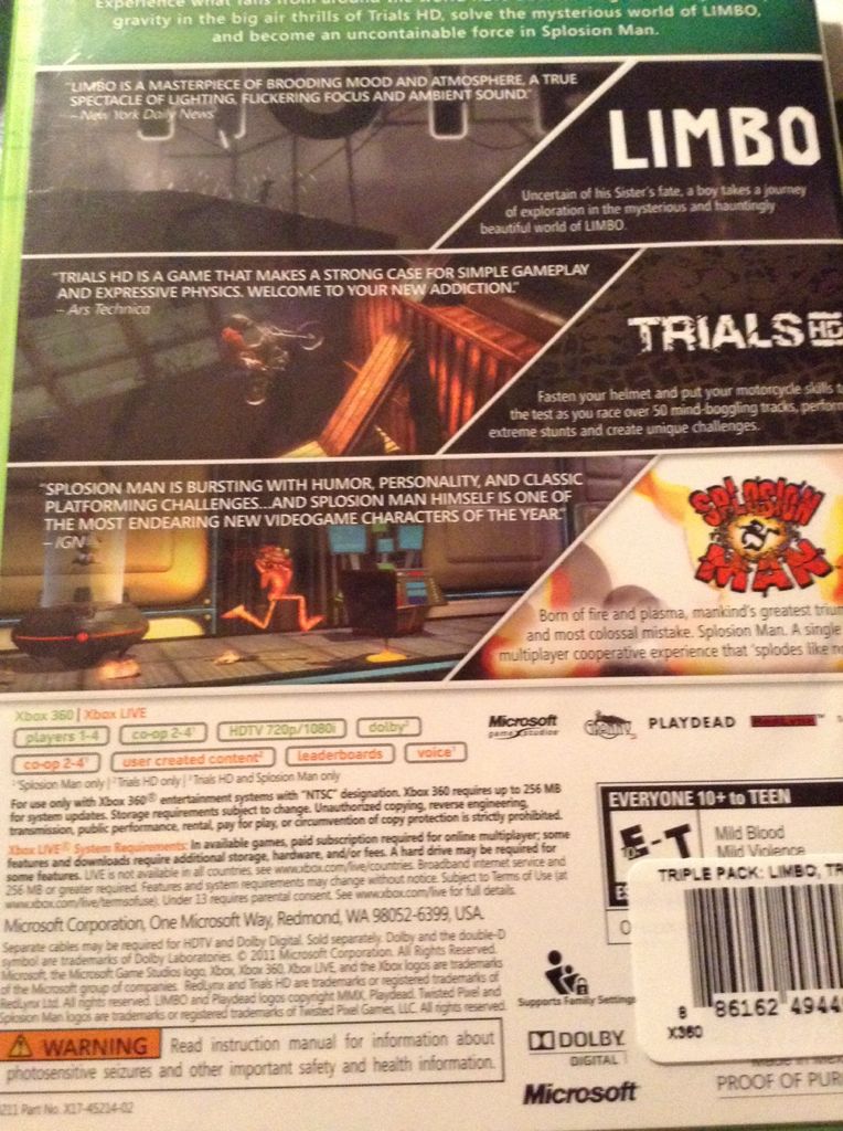 Triple Pack - Microsoft Xbox 360 (Microsoft - 1-4) video game collectible [Barcode 886162494495] - Main Image 2