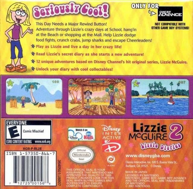 lizzie mcguire 2 lizzie diaries - Nintendo Game Boy Advance (GBA) video game collectible - Main Image 2