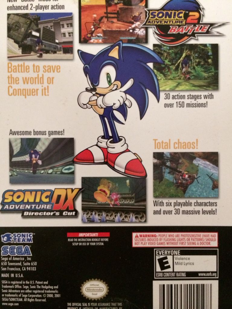 Sonic Adventure 2-Pack - Nintendo GameCube (Sega - 1) video game collectible [Barcode 696055115198] - Main Image 2