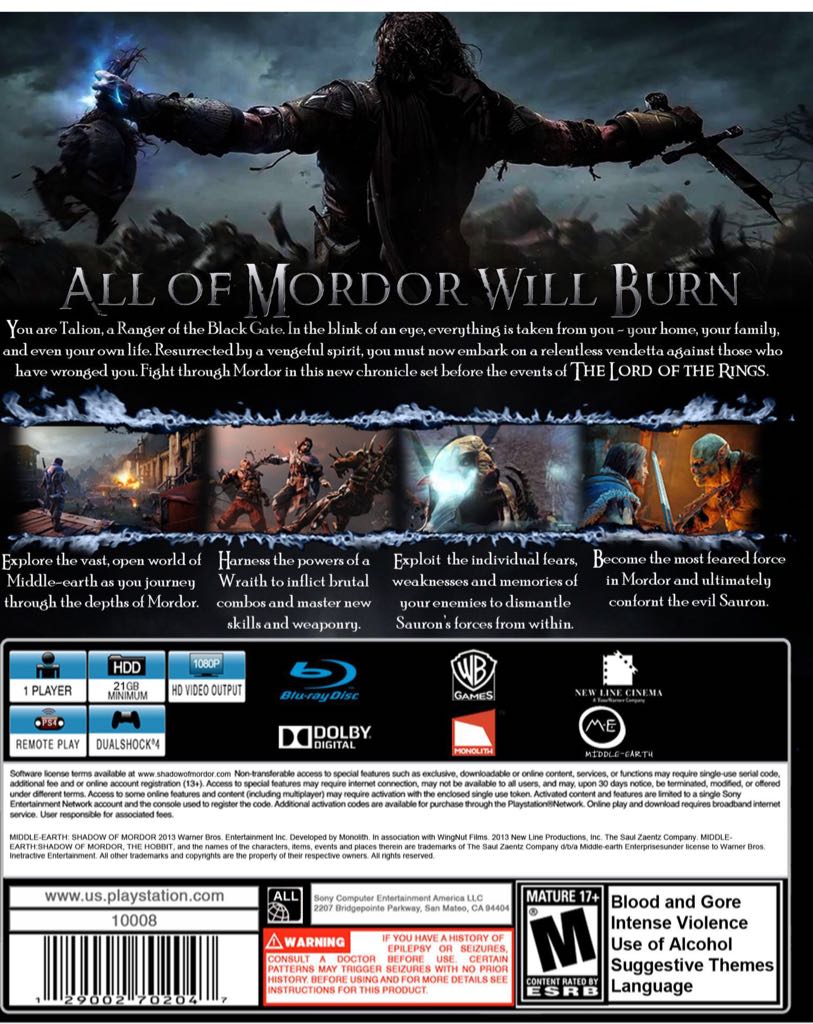 Middle Earth: Shadow Of Mordor - Sony PlayStation Network (PSN) (Monolith - 1 Players) video game collectible [Barcode 7892110188999] - Main Image 2