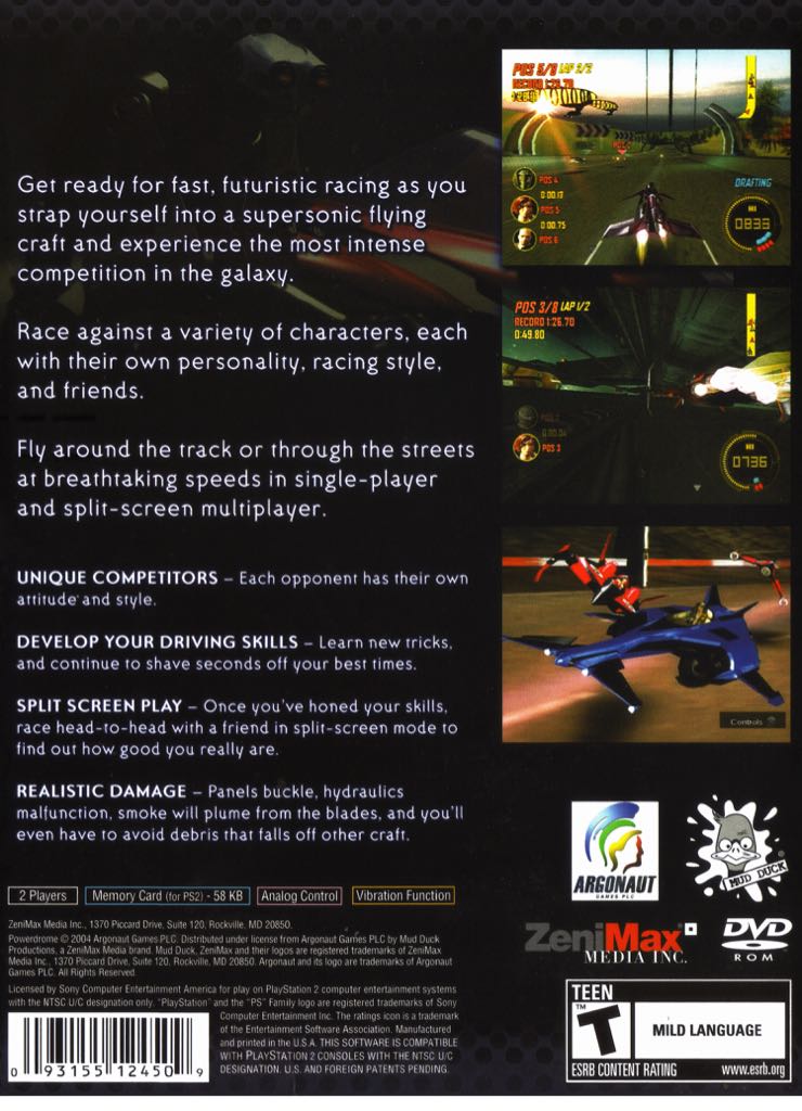 Power Drome - Sony PlayStation 2 (PS2) (Mud Duck Production - 2) video game collectible [Barcode 093155124509] - Main Image 2