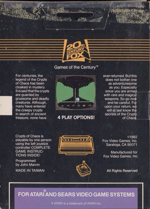 Crypts of Chaos - Atari 2600 (20th Century Fox) video game collectible - Main Image 2