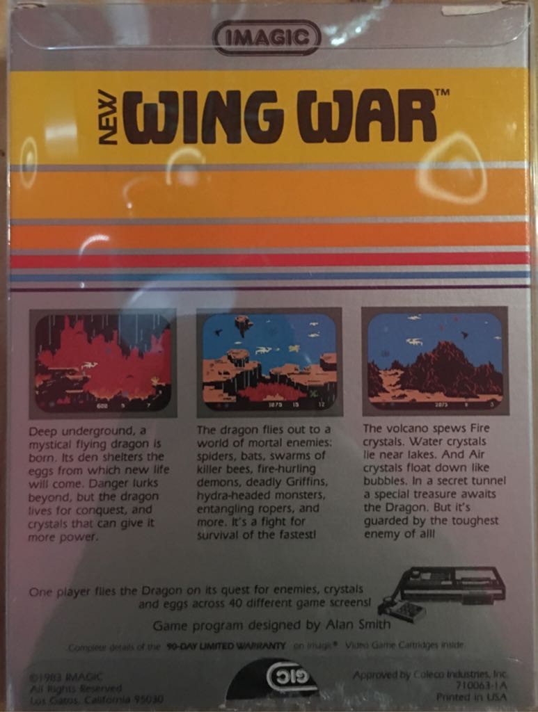 Wing War - Colecovision (Imagic) video game collectible [Barcode 020112062093] - Main Image 2
