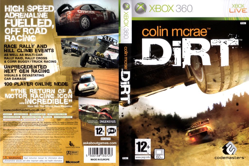 Colin Mcrae DiRT - Microsoft Xbox 360 video game collectible [Barcode 5024866333022] - Main Image 2