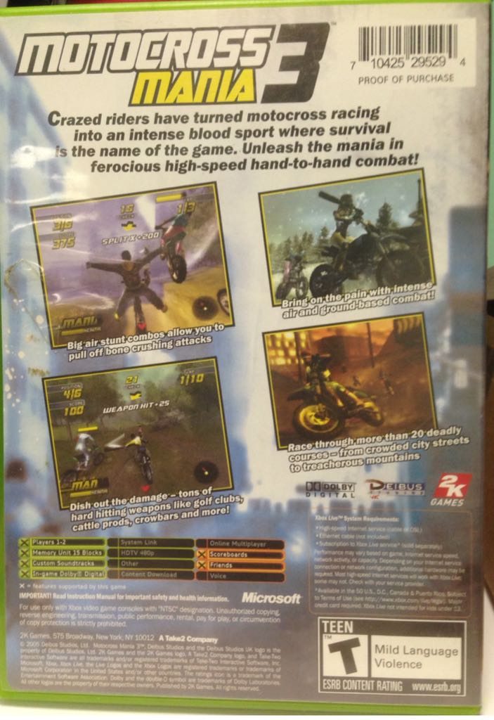 Motocross Mania 3 - Microsoft Xbox (2K Games - 1-2) video game collectible [Barcode 710425295294] - Main Image 2