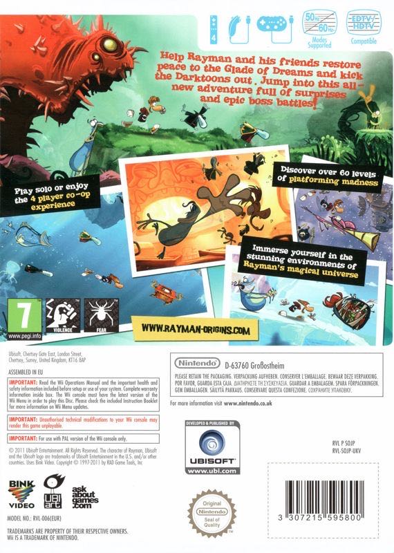 Rayman Origins - Nintendo Wii (Ubisoft Entertainment - 1-4) video game collectible [Barcode 3307215588529] - Main Image 2
