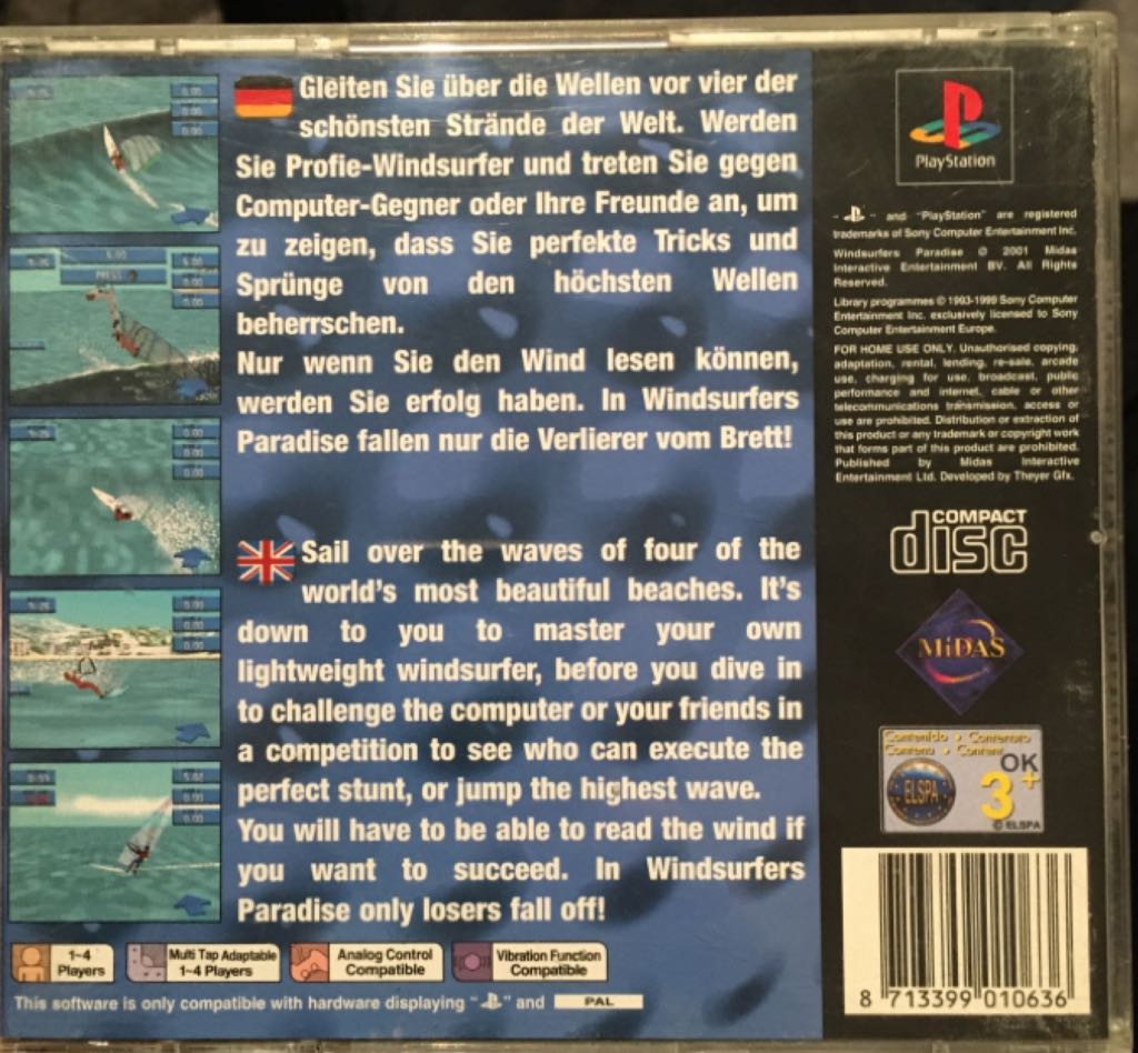 Windsurfers Paradise - Sony PlayStation (Midas Interactive - 1-4) video game collectible [Barcode 8713399010636] - Main Image 2