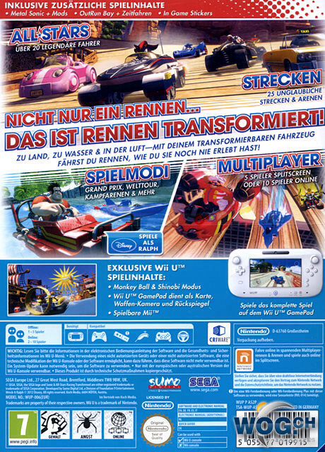 Sonic All-Stars Racing Transformed Special Edition - Nintendo Wii U video game collectible [Barcode 5055277019939] - Main Image 2