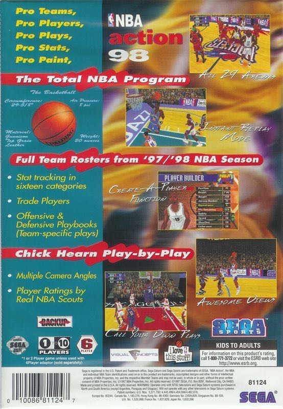 NBA Action 98 - Sega Saturn (Sega Sports - 2) video game collectible [Barcode 010086811247] - Main Image 2
