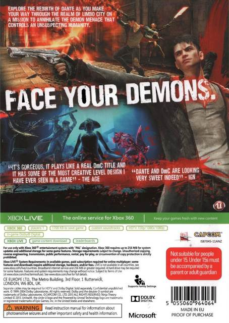 DmC Devil May Cry - Microsoft Xbox 360 (Capcom - 1) video game collectible [Barcode 013388911158] - Main Image 2