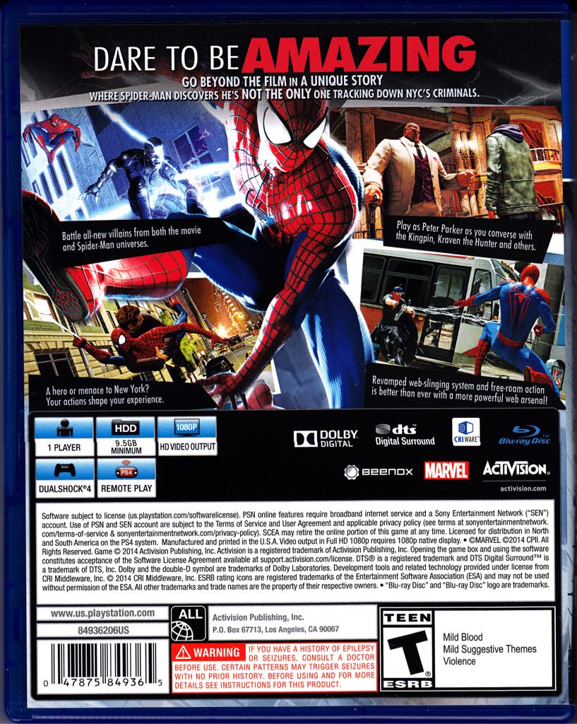 The Amazing Spider-Man 2 - Sony PlayStation 3 (PS3) (Activision - 1) video game collectible [Barcode 5030917141515] - Main Image 2