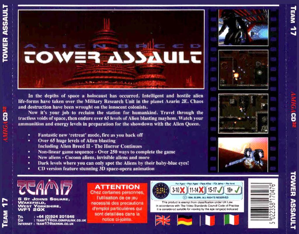 Alien Breed: Tower Assault - Amiga CD32 (Team 17) video game collectible [Barcode 5022358170476] - Main Image 2
