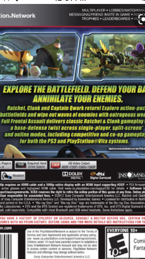 Ratchet & Clank: Full Frontal Assualt - Sony PlayStation 3 (PS3) (SCEA - 1) video game collectible - Main Image 2