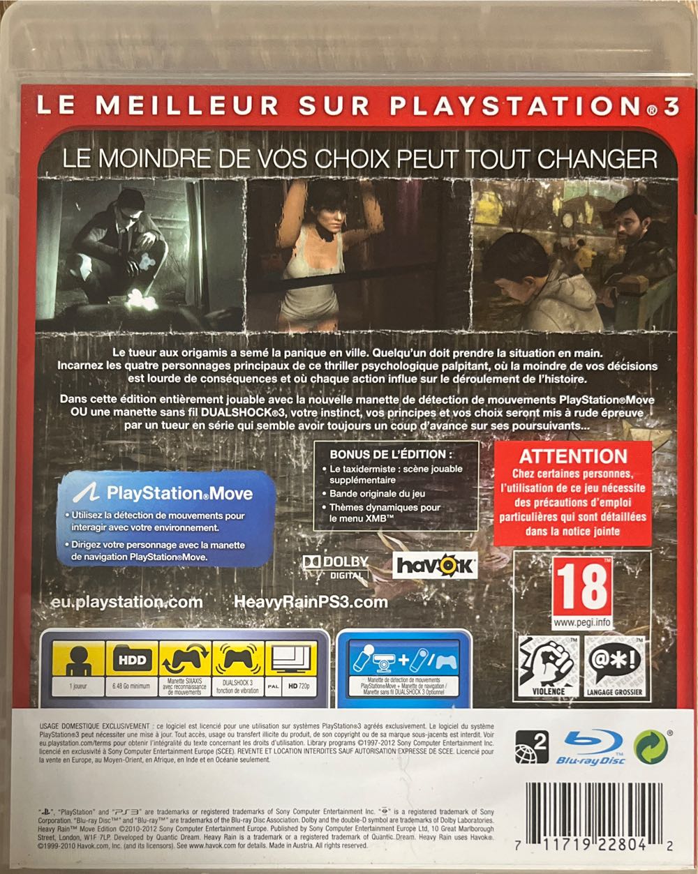 Heavy Rain Move Édition - Sony PlayStation 3 (PS3) (1) video game collectible [Barcode 711719228042] - Main Image 2