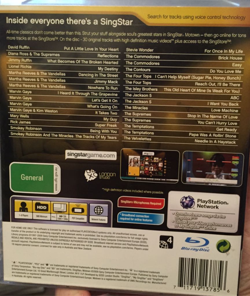 Singstar Motown - Sony PlayStation 3 (PS3) (Sony Computer Entertainment - 8) video game collectible [Barcode 711719137856] - Main Image 2