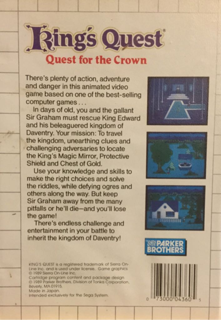 King’s Quest - Sega Master System video game collectible - Main Image 2