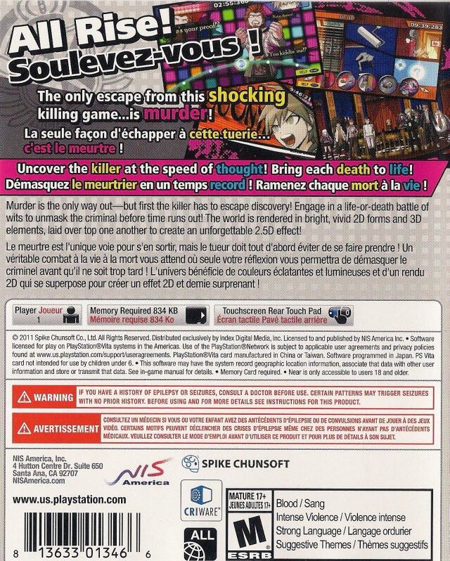 DanganRonpa: Trigger Happy Havoc - Sony PlayStation Vita (PS Vita) (NIS America - 1) video game collectible [Barcode 813633013268] - Main Image 2