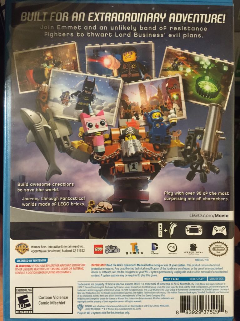 LEGO Movie Videogame - Nintendo Wii U (WB Interactive Entertainment - 2) video game collectible [Barcode 883929375295] - Main Image 2