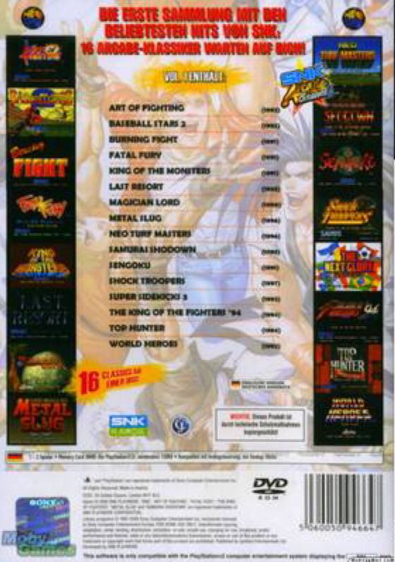 SNK Arcade Classics Vol. 1 - Sony PlayStation 2 (PS2) (Snk Neo Geo - 2) video game collectible [Barcode 5060050946685] - Main Image 2