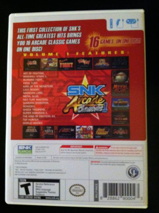 SNK Arcade Classics Vol. 1 - Nintendo Wii (SNK Playmore - 2) video game collectible [Barcode 828862900043] - Main Image 2