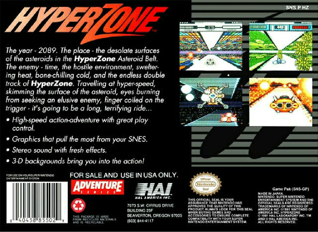 Hyper Zone - Nintendo Super Nintendo Entertainment System (SNES) video game collectible - Main Image 2