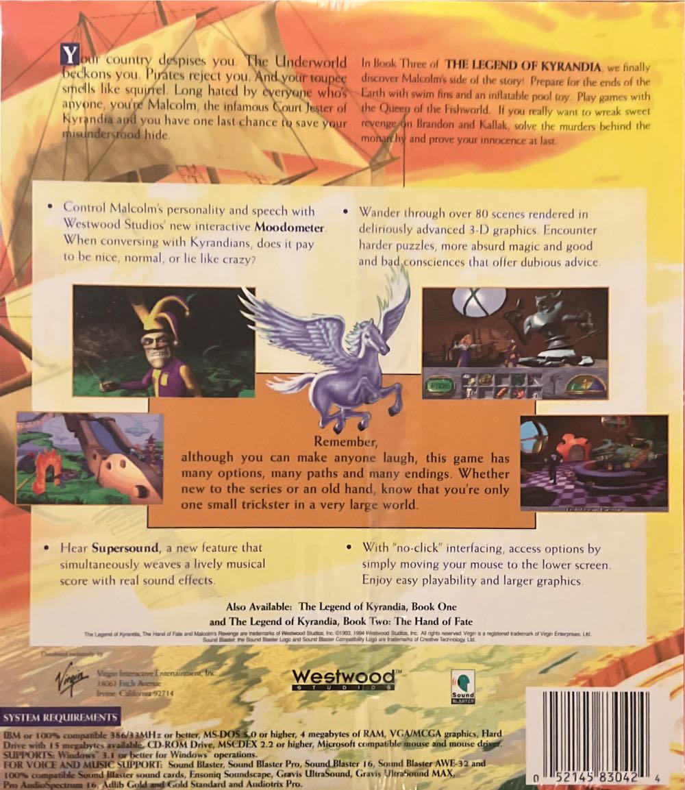 Legend of Kyrandia Book 3: The Malcolm’s Reveng - PC (Virgin Interactive - 1) video game collectible [Barcode 052145830424] - Main Image 2