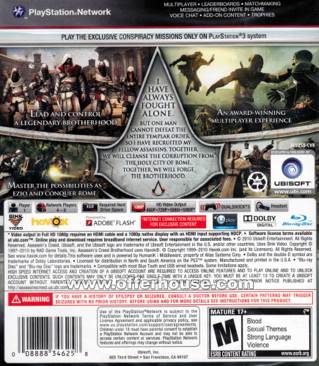 Assassin’s Creed: Brotherhood - Sony PlayStation 3 (PS3) (Ubisoft - 1) video game collectible [Barcode 10215289] - Main Image 2