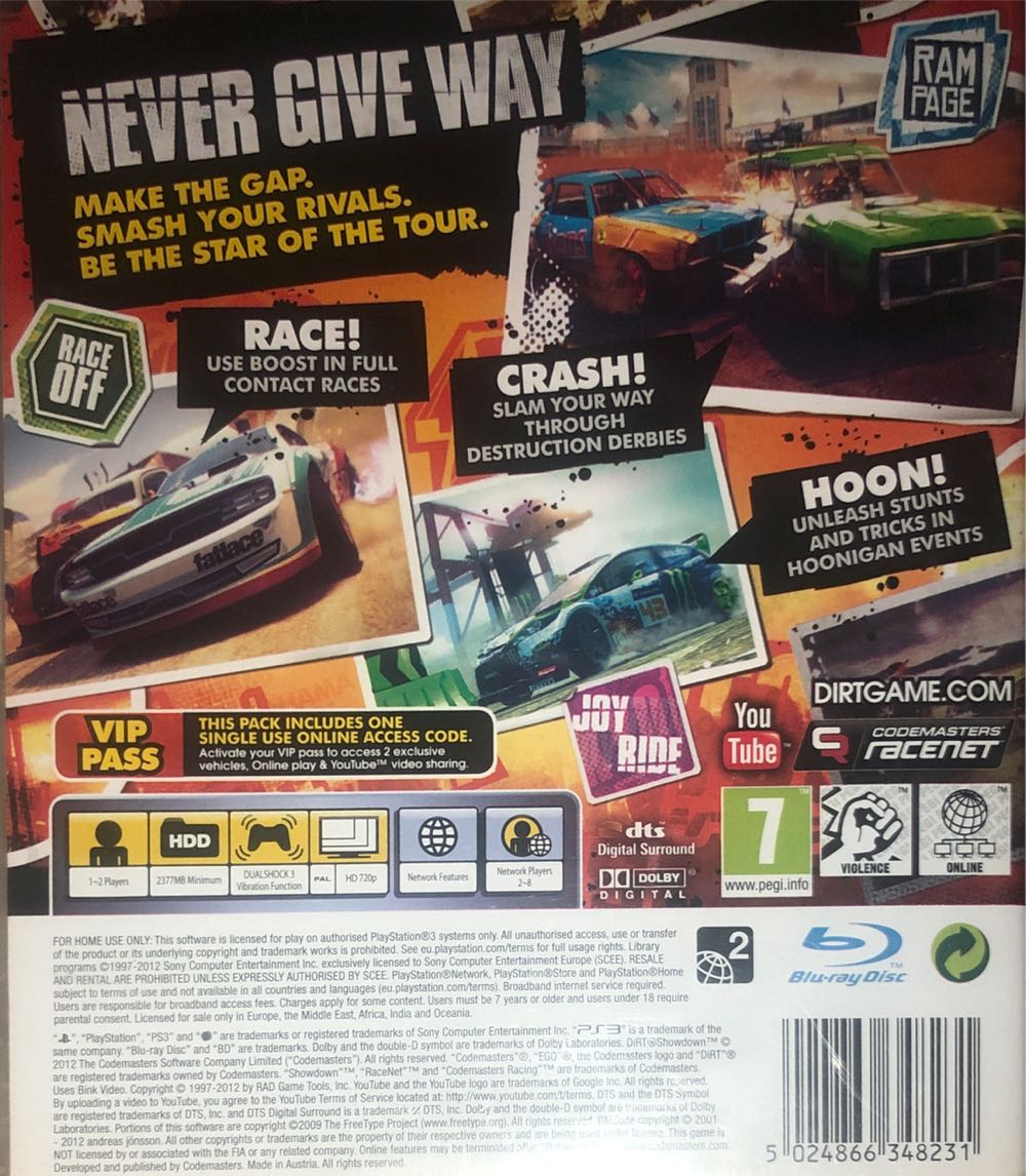DiRT: Showdown - Sony PlayStation 3 (PS3) (1-2) video game collectible [Barcode 5024866348231] - Main Image 2