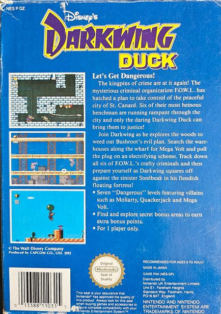 Disney’s Darkwing Duck - Nintendo Entertainment System (NES) (Capcom - 1) video game collectible - Main Image 2