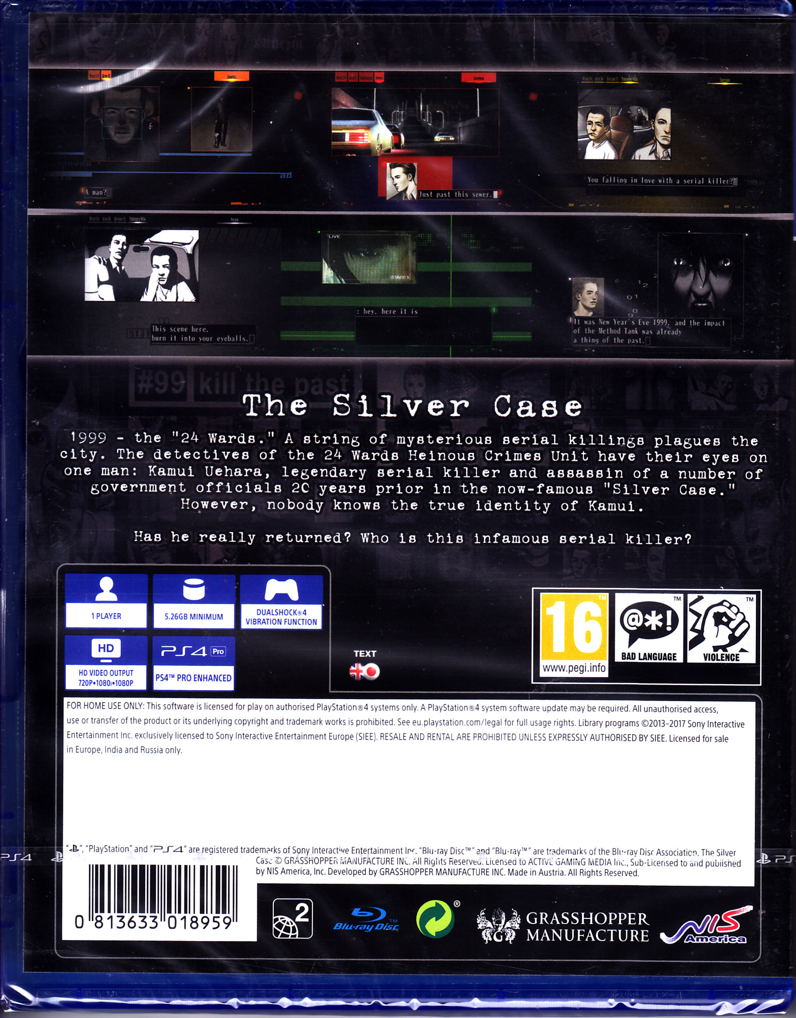 The Silver Case - Sony PlayStation 4 (PS4) (NIS America, Inc - 1) video game collectible [Barcode 813633018959] - Main Image 2