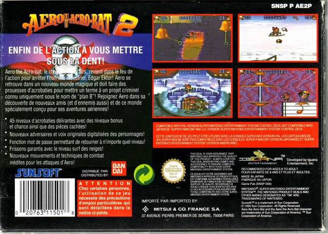 Aero The Acro-Bat 2 - Nintendo Super Nintendo Entertainment System (SNES) video game collectible - Main Image 2