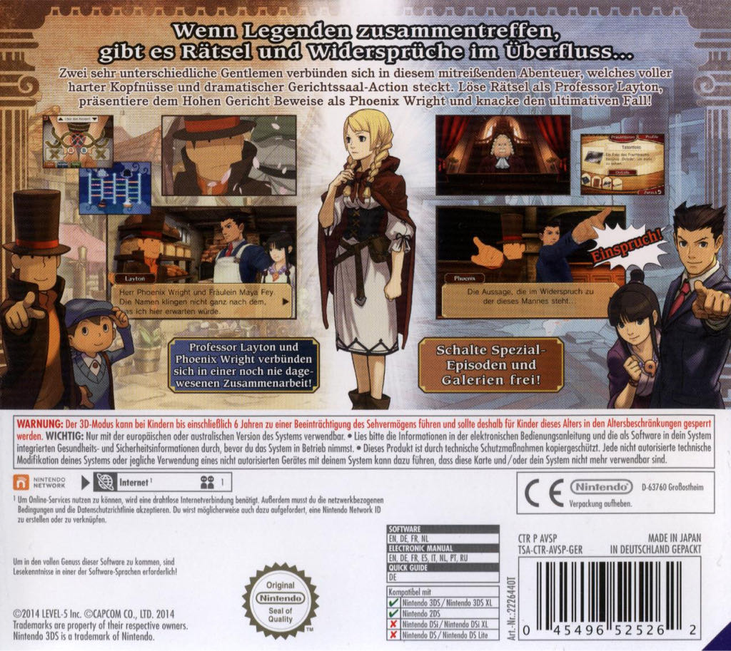 Professor Layton vs. Phoenix Wright: Ace Attorney - Nintendo 3DS eShop (Nintendo - 1) video game collectible [Barcode 045496525217] - Main Image 2