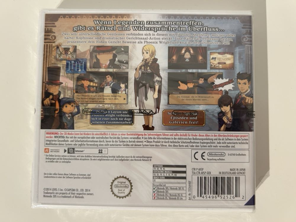 Professor Layton vs. Phoenix Wright: Ace Attorney - Nintendo 3DS eShop (Nintendo - 1) video game collectible [Barcode 045496525217] - Main Image 3