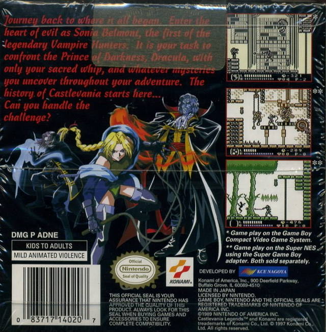 Castlevania Legends - Nintendo Game Boy (Konami Corporation - 1) video game collectible [Barcode 0083717140207] - Main Image 2
