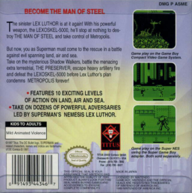 superman - Nintendo Game Boy video game collectible - Main Image 2