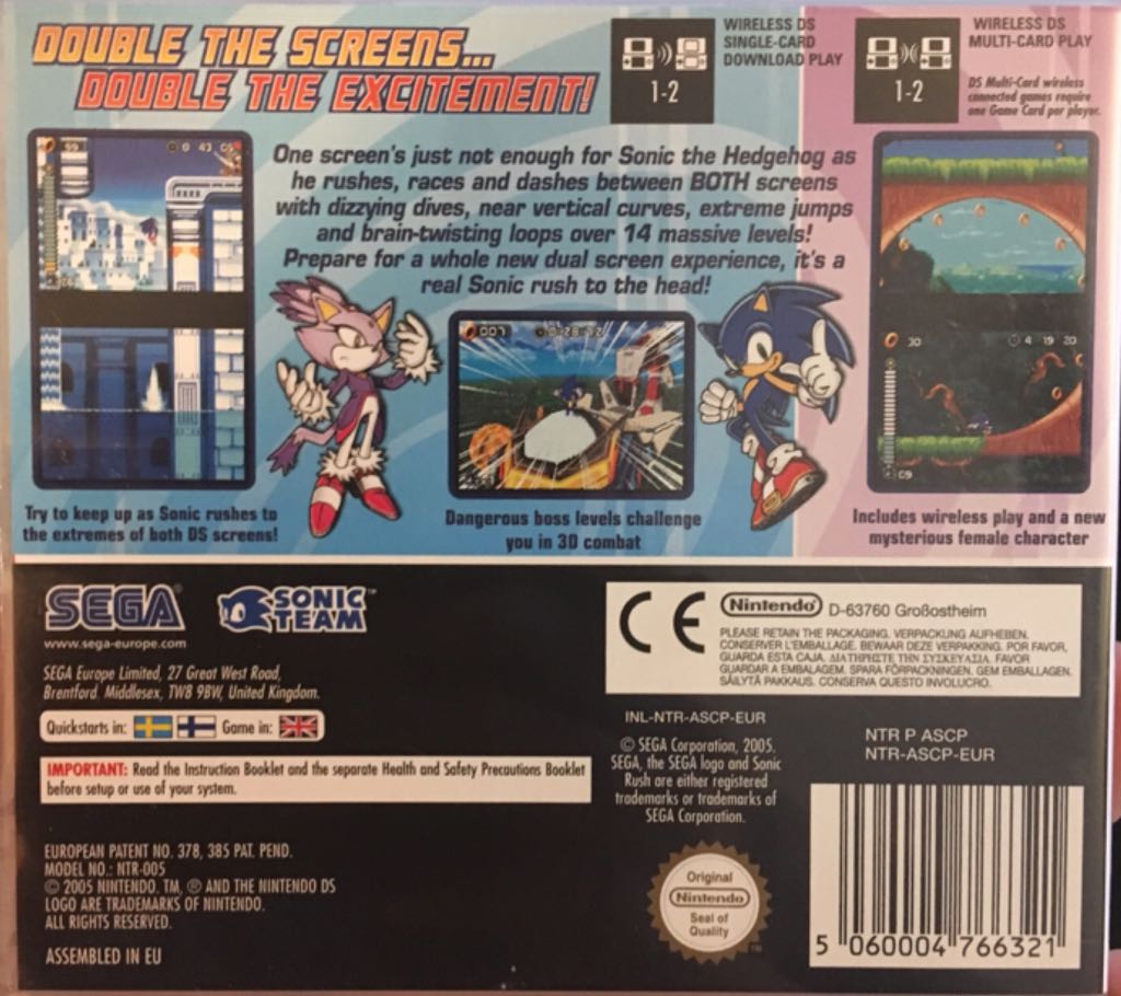 Sonic Rush - Nintendo DS (Sega - 1) video game collectible [Barcode 5060004766321] - Main Image 2